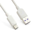 White USB-A to USB-C mobile charging cable, angled connector view