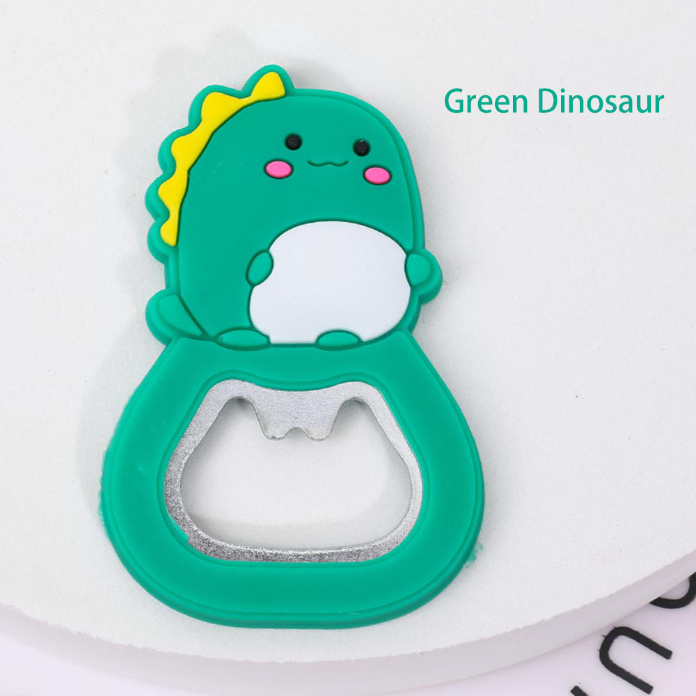 Green dinosaur can sealer with textured gray magnet insert