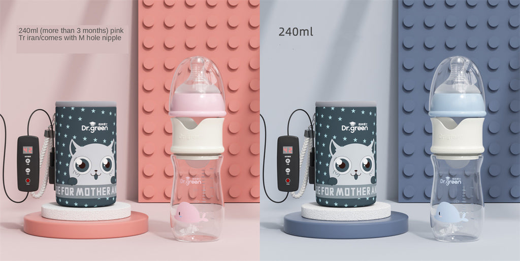 Newborn smart thermal bottles, 240ml pink and blue, with charging devices and display