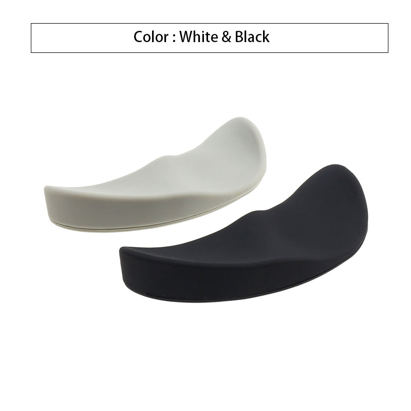 Ergonomic mouse wrist rest pair in white and black curved cushions
