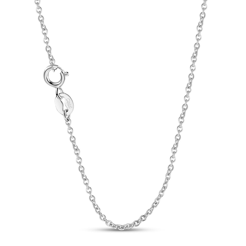 Sterling silver chain necklace with round clasp and no visible pendant