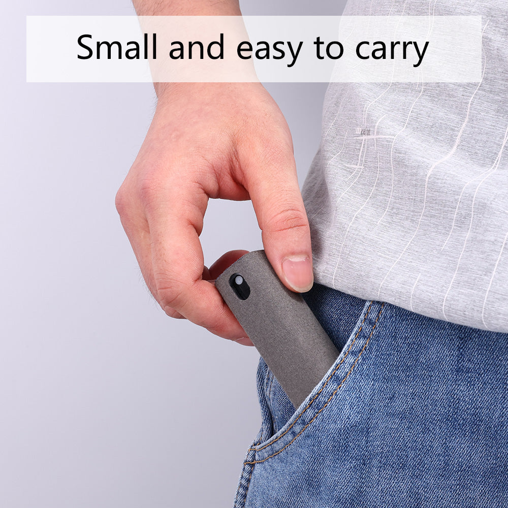 Portable screen cleaner storage roller in dark gray, small handheld for carrying