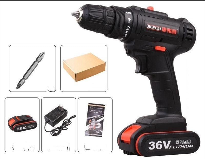 Electric drill cleaning brush kit with 36V lithium battery and accessory bits