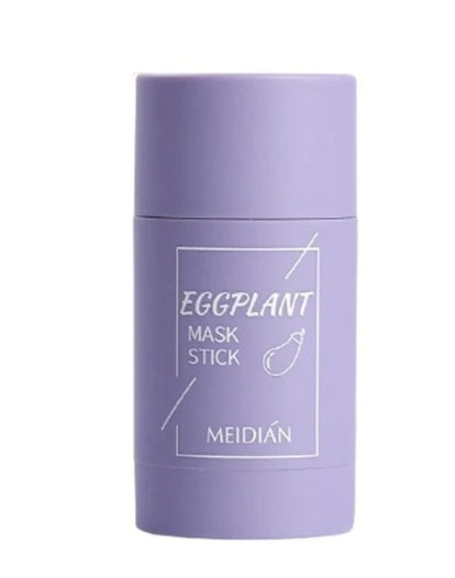 Lavender mask stick clay jar labeled "EGGPLANT" and "MEIDIAN"
