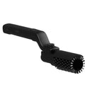 Electric BBQ grill brush with textured bristle roller and angled black head