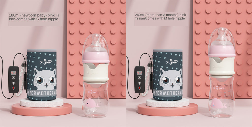 Newborn smart thermal bottles, 240ml pink and blue, with charging devices and display